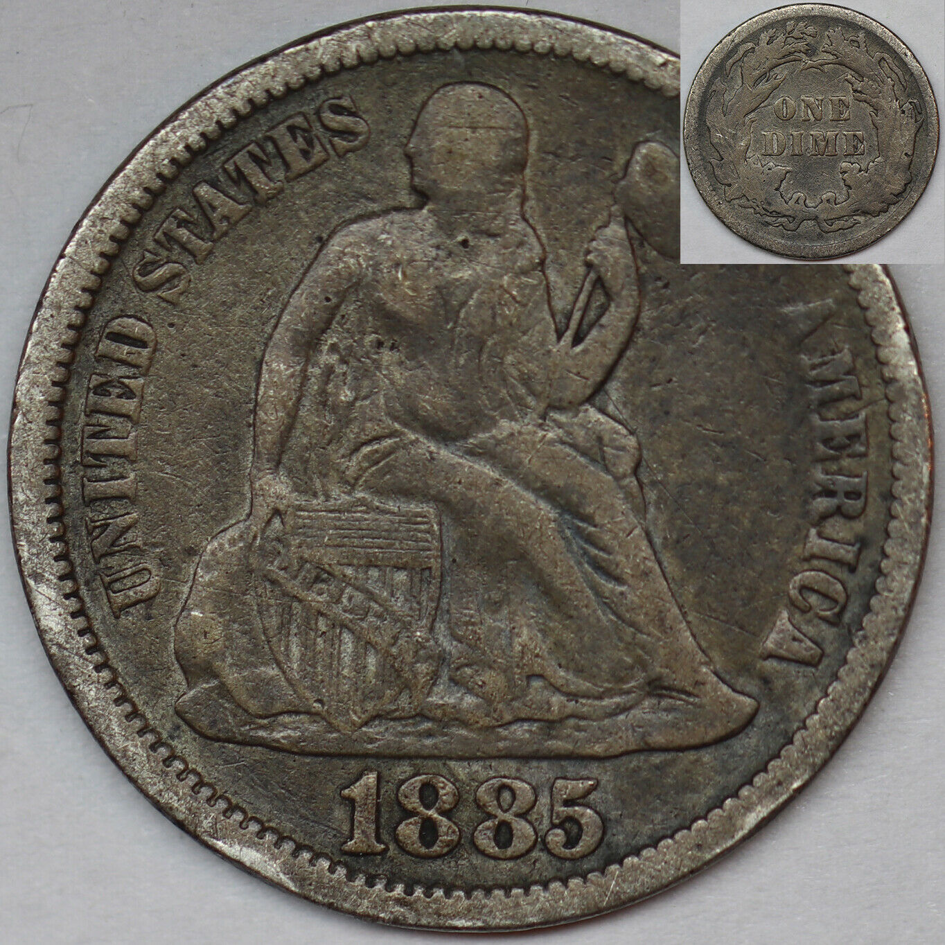 1885 P American Seated Liberty Dime Philadelphia Mint Us 10 Cent Numismatic Coin