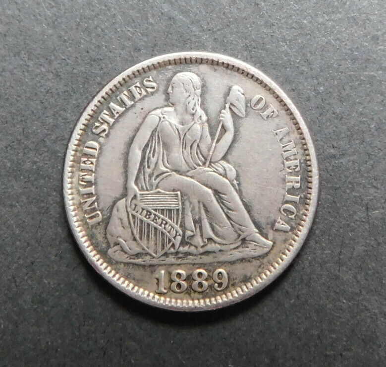 1889 Liberty Seated Dime - Variety 4, Legend On Obverse - Choice Xf Details