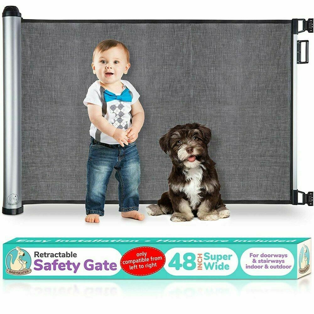 Baby Safety Gate Retractable Door Extra Wide Child Pet Safety Stairs Gate