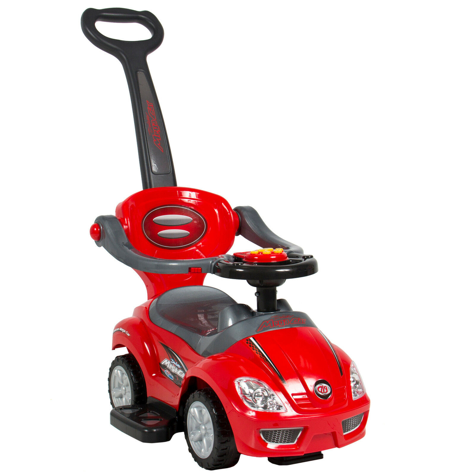 Deluxe Mega 3 In 1 Car Children's Toy Stroller & Walker In Red W/ Working Horn!!