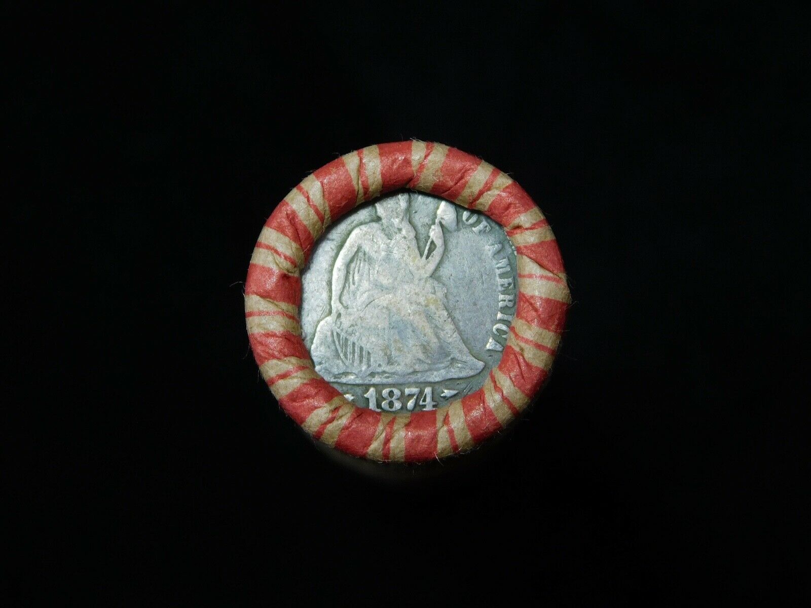 Crimped Shotgun Roll W/1874 Seated Liberty Dime / 1915-s Lincoln Wheat Cent