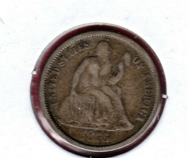 1876-s Seated Liberty Silver Dime Grades Very Good+ #c6342